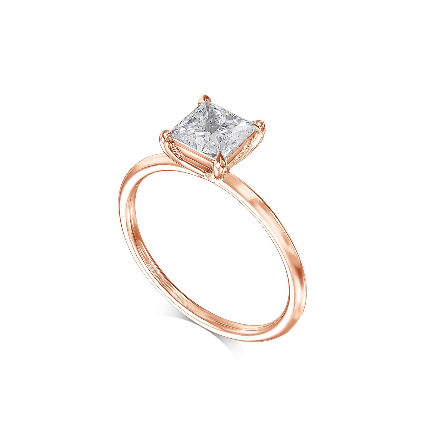 Princess Cut 1 Carat E Color VVS2 Clarity IGI Certified Lab Grown Diamond Solitaire Engagement Ring