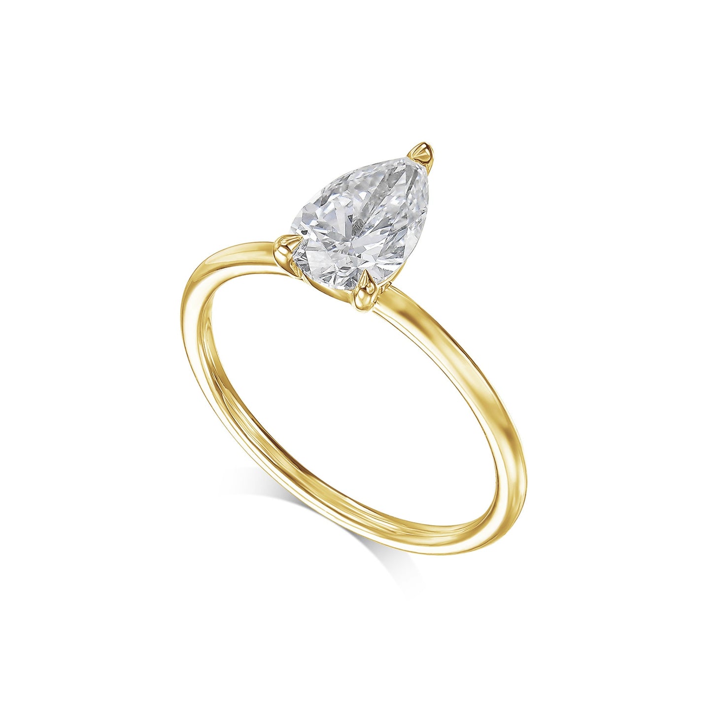 Pear Cut 1 Carat IGI Certified E Color VVS2 Clarity Lab Grown Diamond Solitaire Engagement Ring