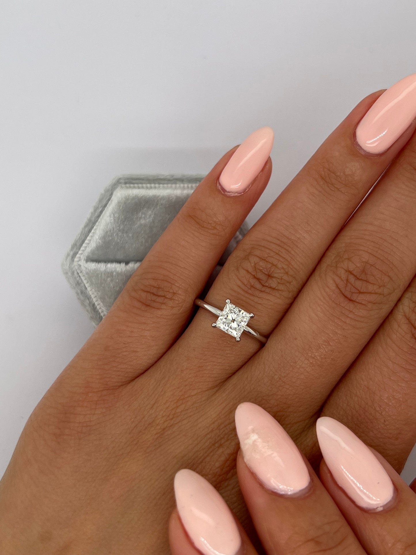 Princess Cut 1 Carat E Color VVS2 Clarity IGI Certified Lab Grown Diamond Solitaire Engagement Ring