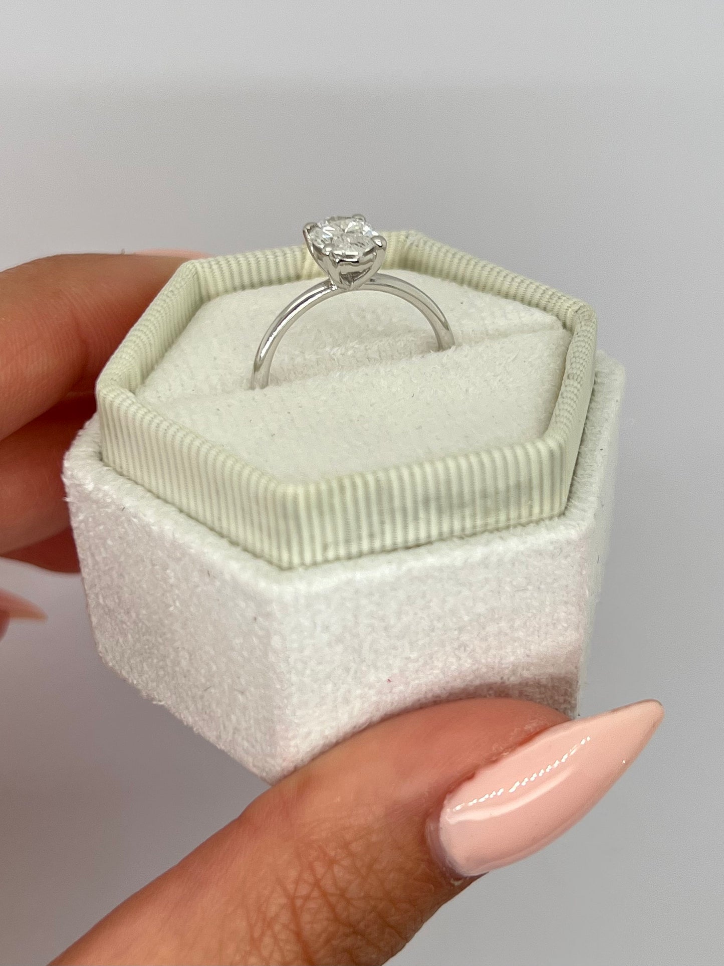 Oval 1 Carat E Color VVS2 Clarity IGI Certified Lab Grown Diamond Solitaire Engagement Ring