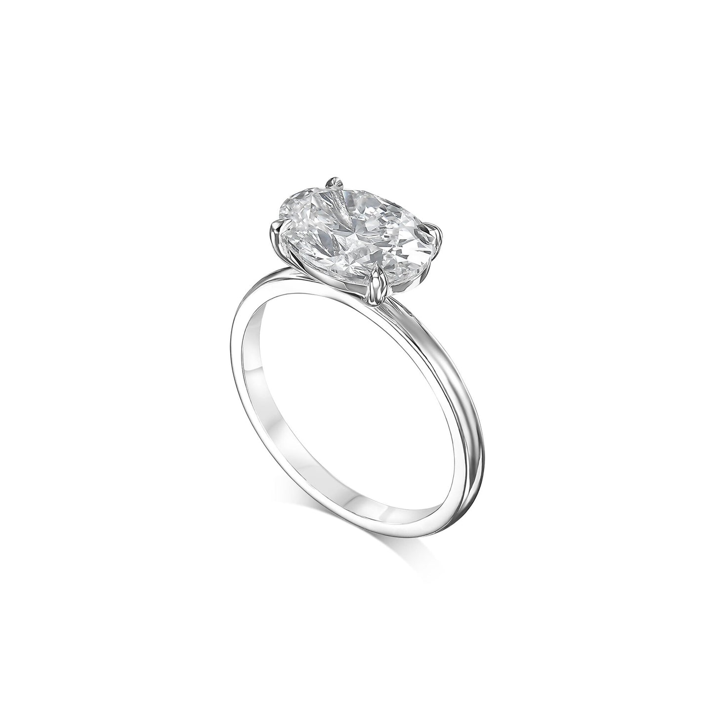 Oval 2.5 carat F Color VS1 Clarity IGI Certified Lab Grown Diamond East-West Solitaire Engagement Ring