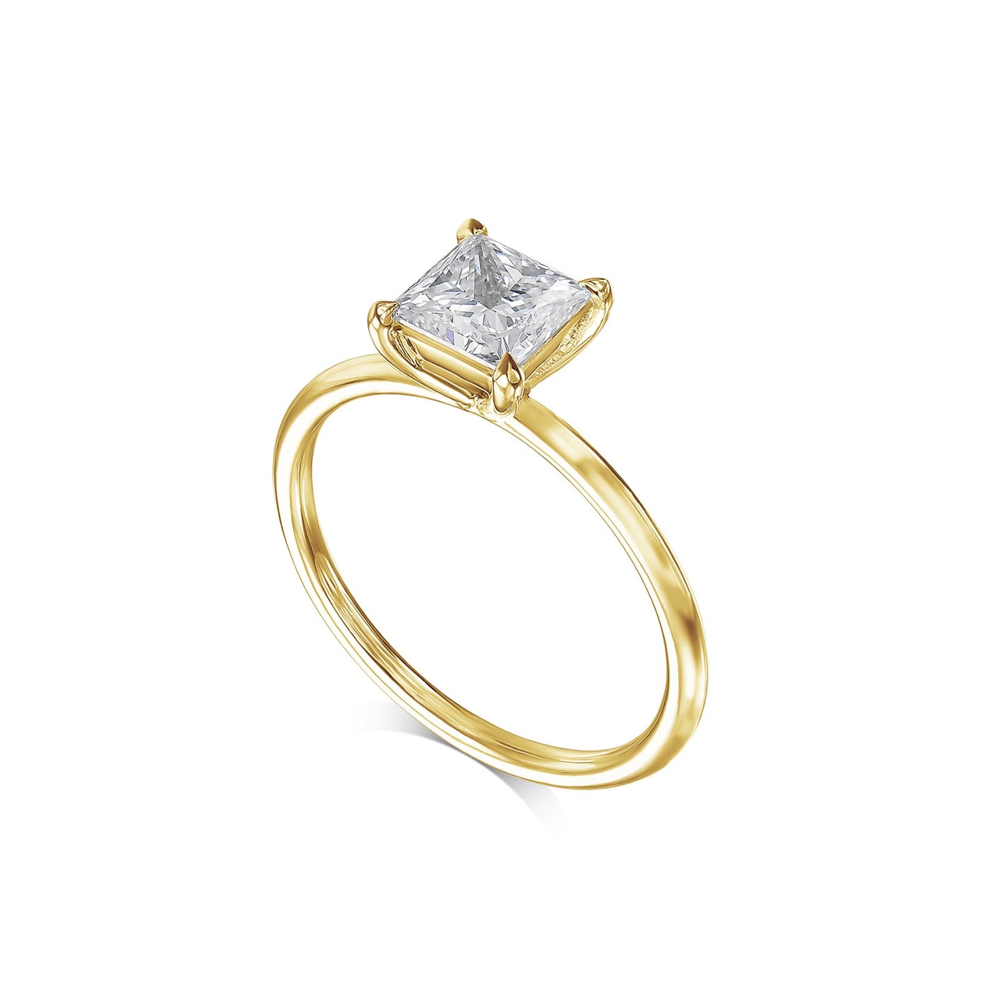 Princess Cut 1 Carat E Color VVS2 Clarity IGI Certified Lab Grown Diamond Solitaire Engagement Ring