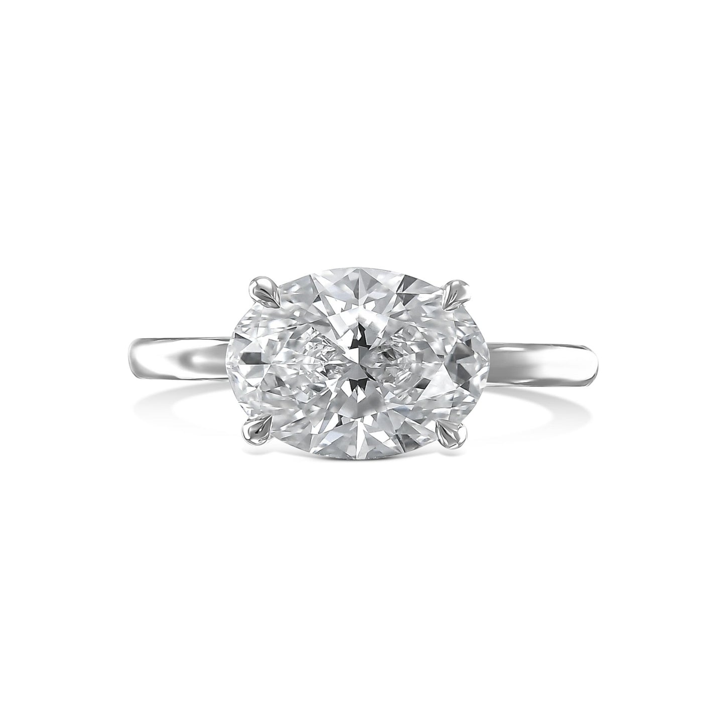 Oval 2.5 carat F Color VS1 Clarity IGI Certified Lab Grown Diamond East-West Solitaire Engagement Ring