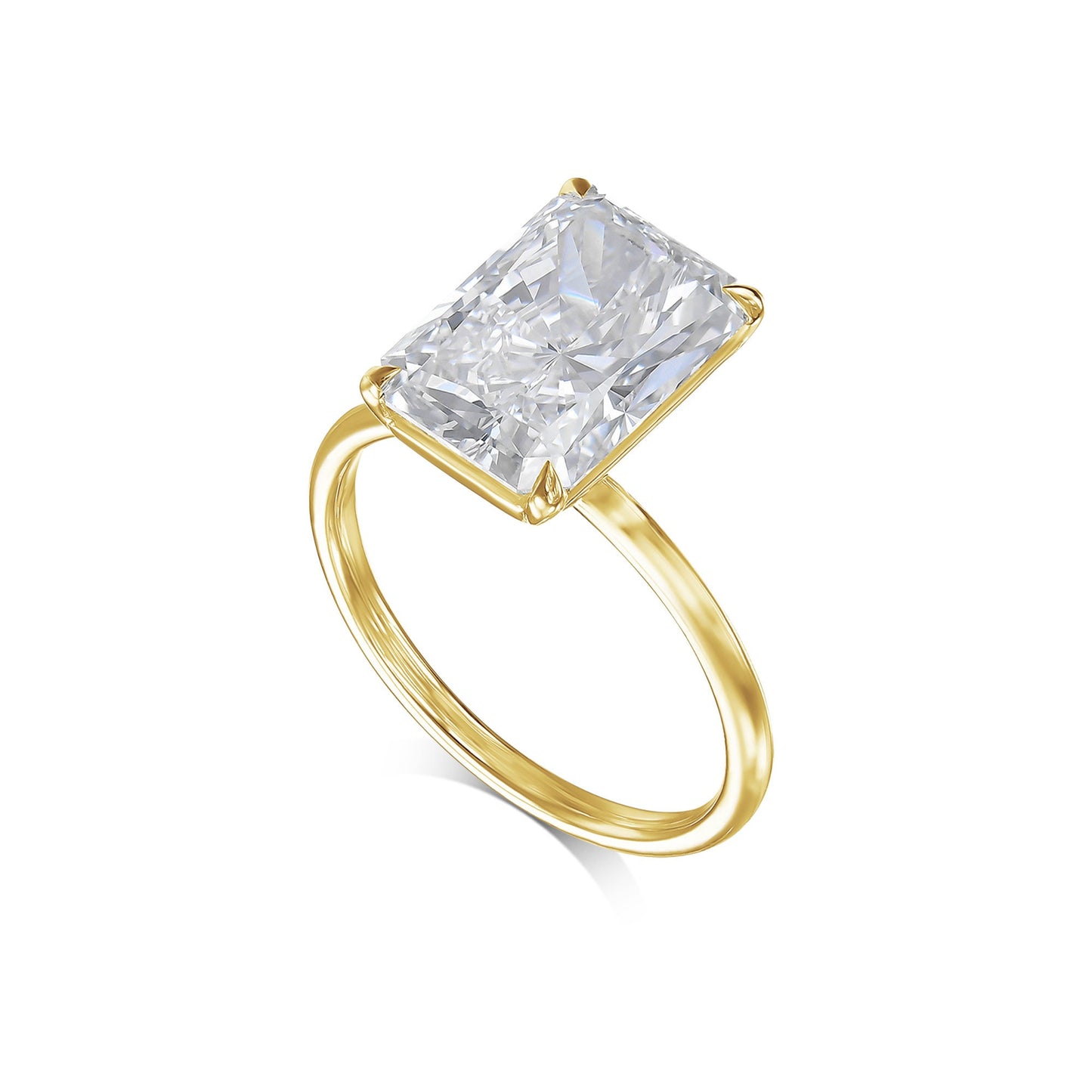 Radiant Cut 4 carat IGI Certified CVD Lab Grown Diamond F color VS1 clarity Elongated Radiant Diamond Handmade Solitaire Engagement Ring