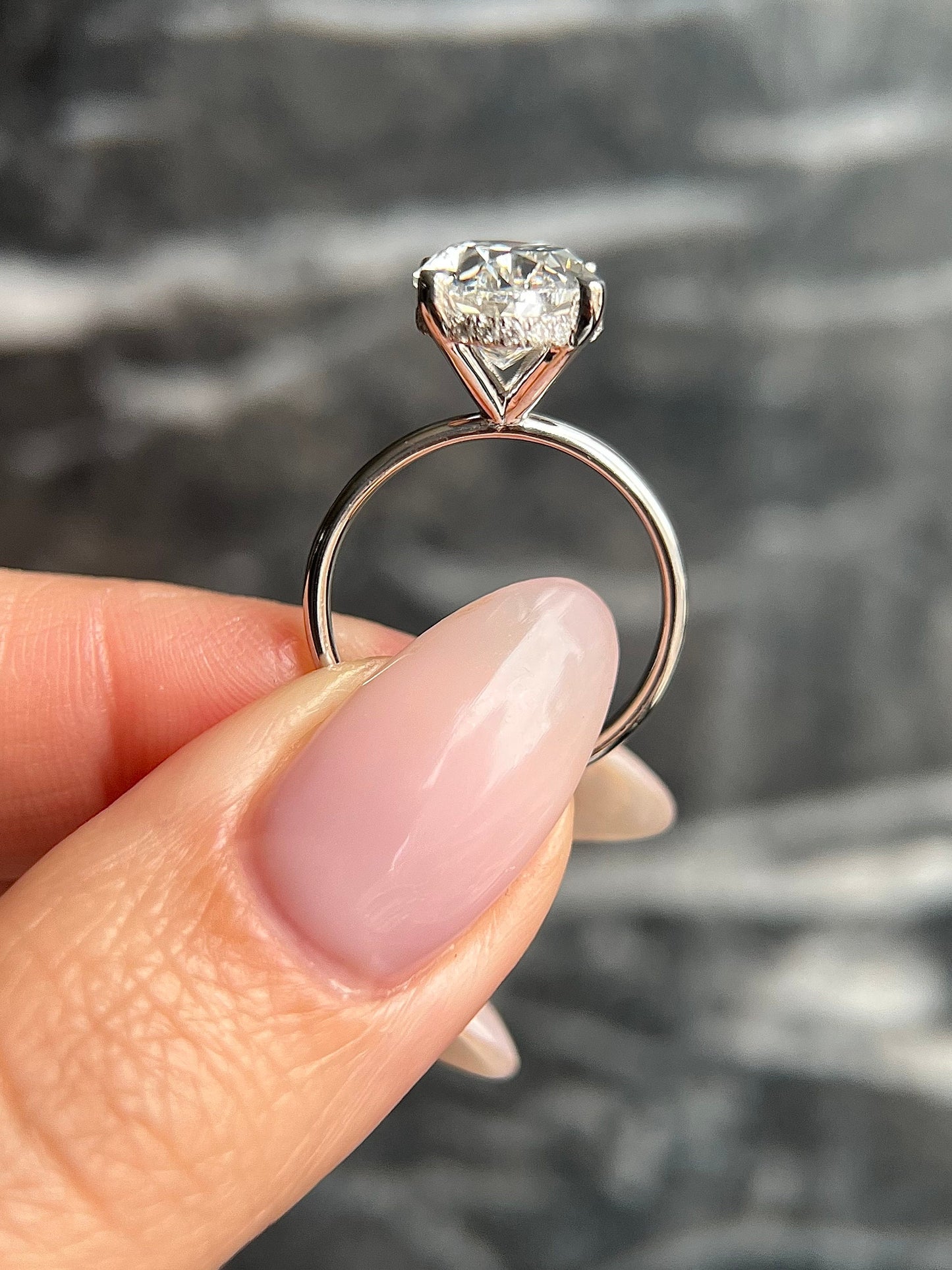Oval Cut 4.15 carat F Color VS1 Clarity IGI Certified Lab Grown Diamond Solitaire with Hidden Halo Engagement Ring