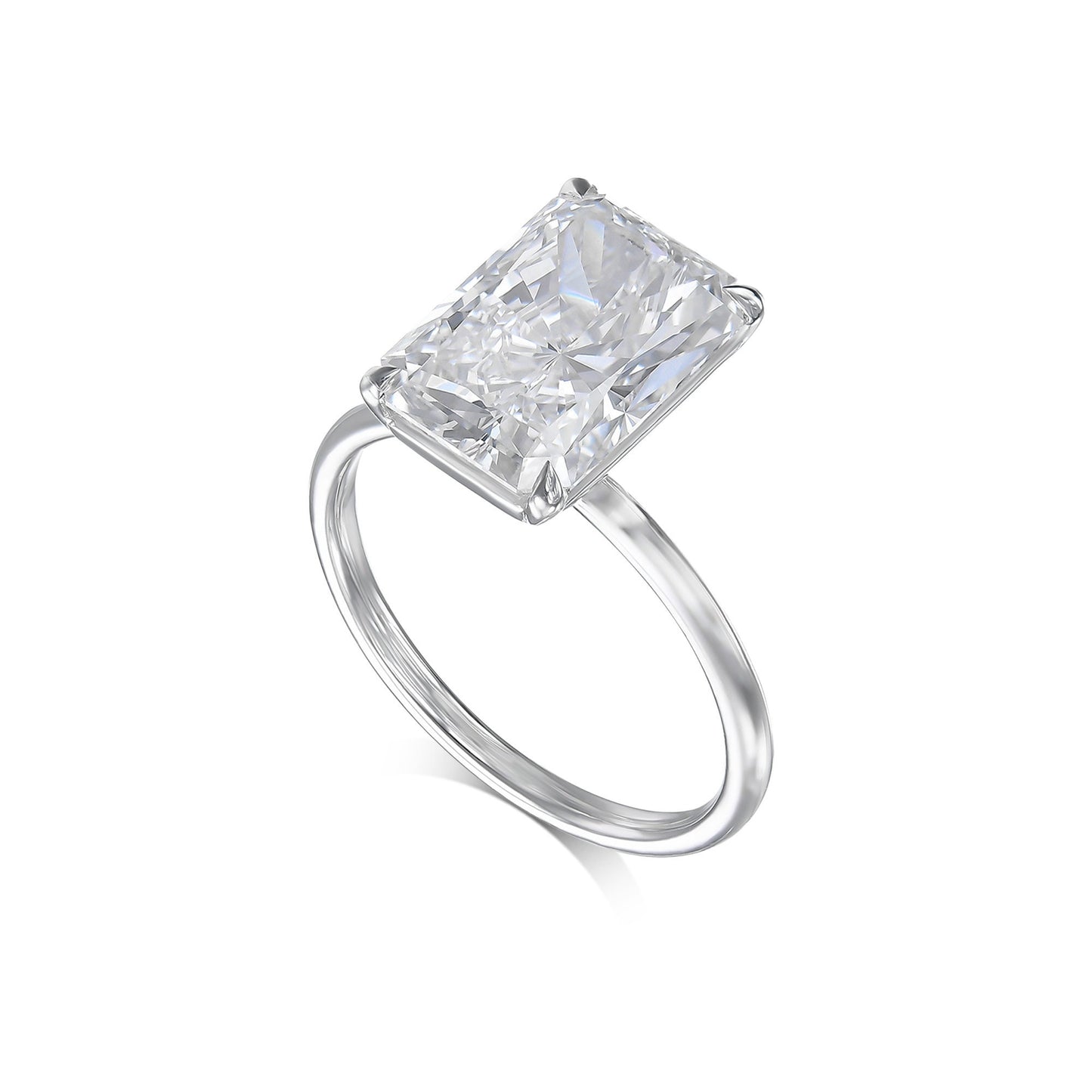 Radiant Cut 4 carat IGI Certified CVD Lab Grown Diamond F color VS1 clarity Elongated Radiant Diamond Handmade Solitaire Engagement Ring