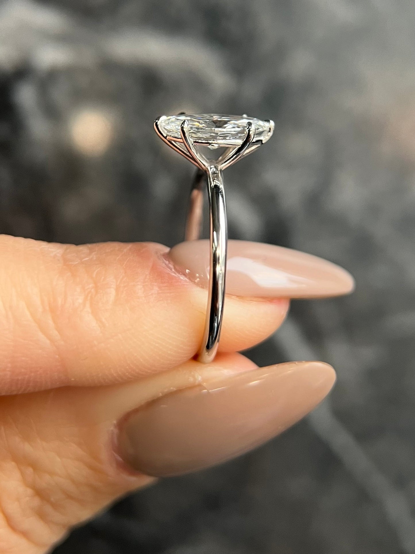Marquise Cut 1 Carat IGI Certified E Color VVS2 Clarity Lab Grown Diamond Solitaire Engagement Ring - 6 prongs
