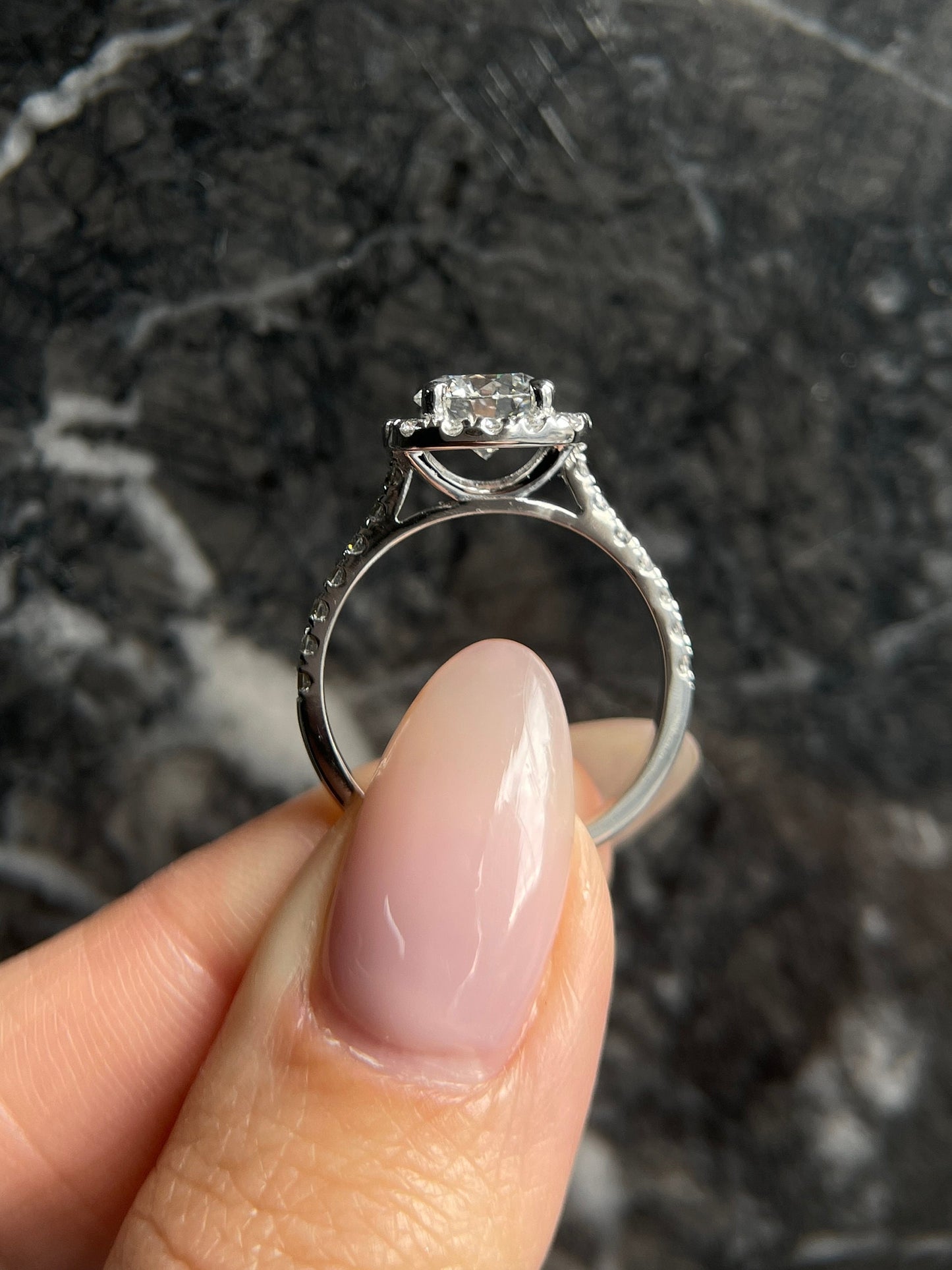 Round Cut 2 carat D Color VVS2 Clarity IGI Certified Lab Grown Diamond Halo Engagement Ring, Side Round Diamonds