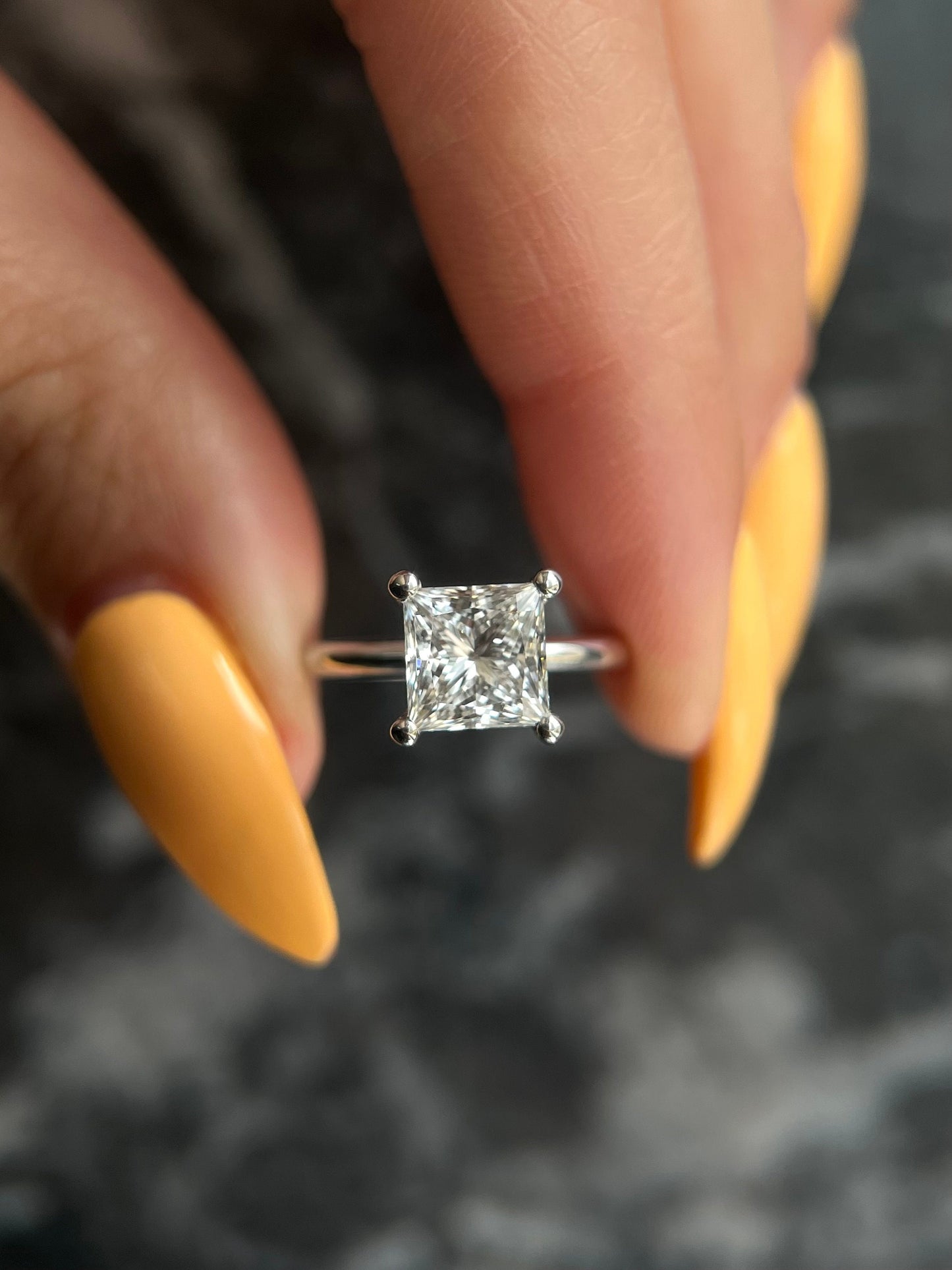 Princess Cut IGI Certified 1.5 Carat F Color VVS2 Clarity Lab Grown Diamond Solitaire Engagement Ring