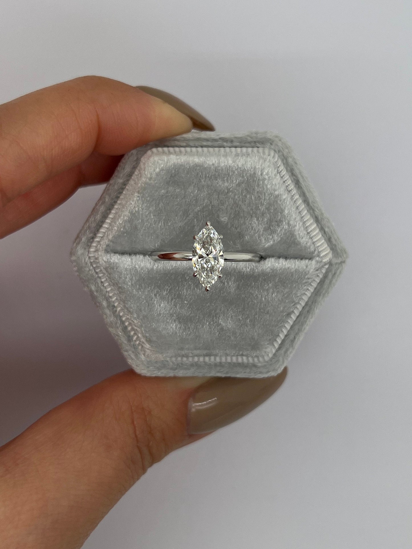 Marquise Cut 1.5 Carat F Color VVS2 Clarity IGI Certified Lab Grown Diamond Solitaire Engagement Ring - 6 prongs