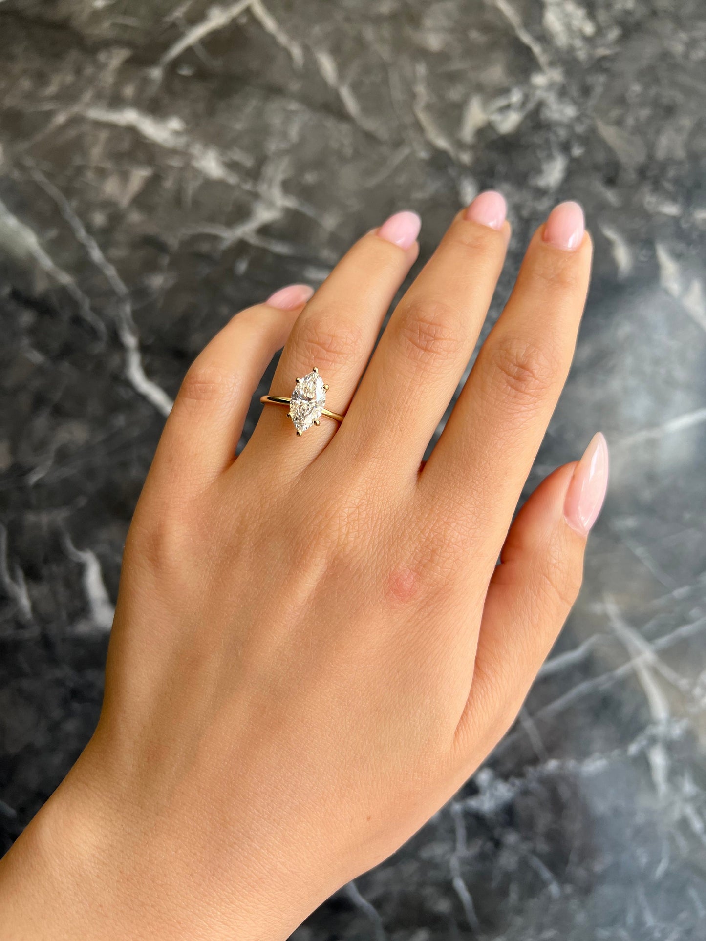 Marquise Cut 2 Carat F Color VS1 Clarity IGI Certified Lab Grown Diamond Solitaire Engagement Ring - 6 prongs