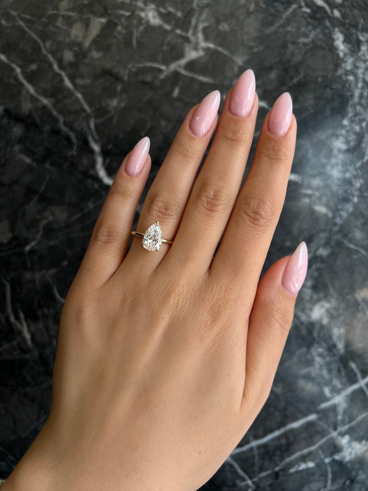 Pear Cut 2 Carat F Color VVS2 Clarity IGI Certified Lab Grown Diamond Solitaire Engagement Ring 3 Prongs
