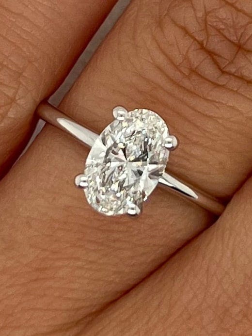 Oval 1 Carat E Color VVS2 Clarity IGI Certified Lab Grown Diamond Solitaire Engagement Ring