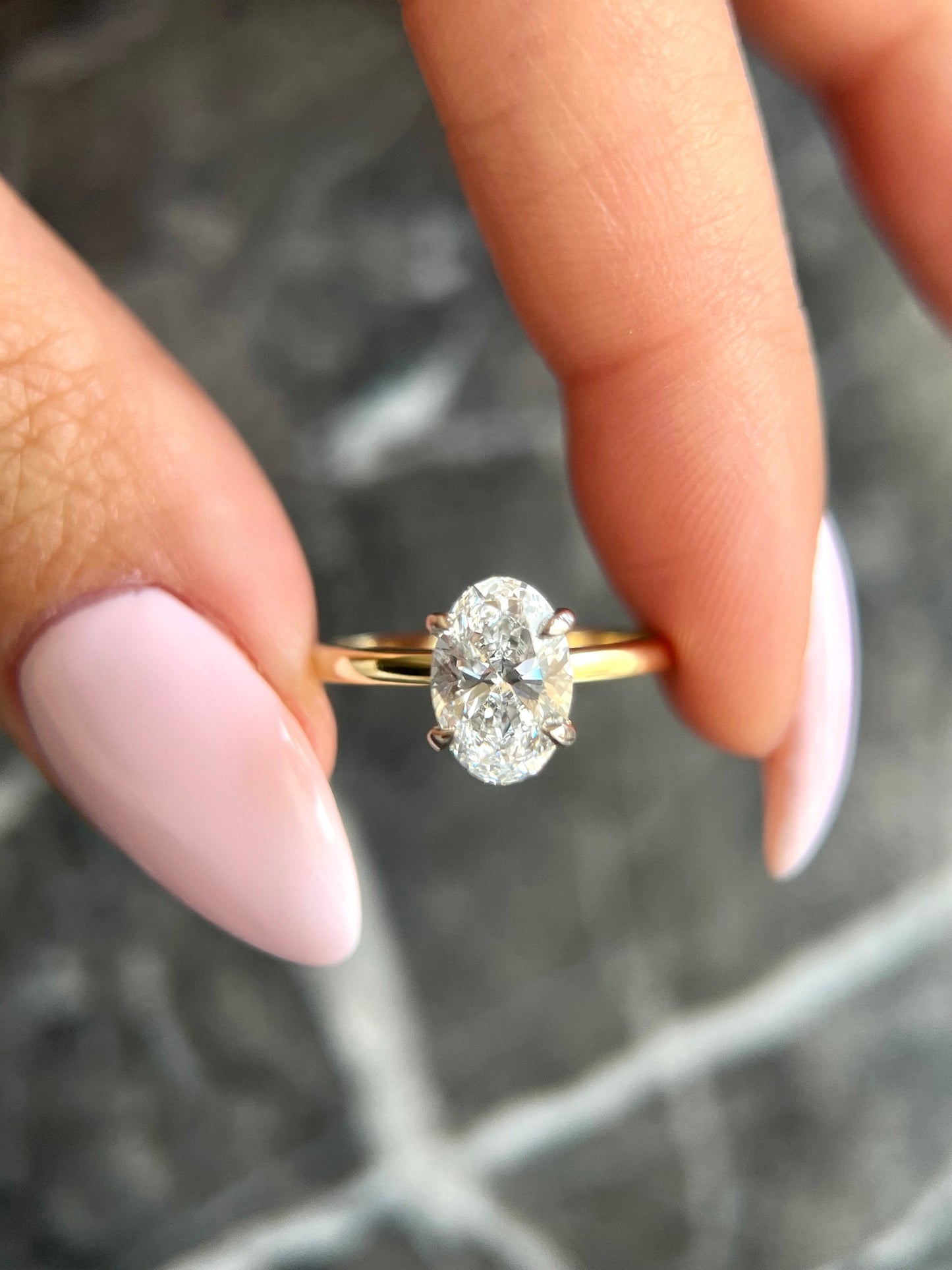 Special Two Tone Gold Oval Cut 1.55 carat IGI Certified E Color VVS2 Clarity Lab Grown Diamond Solitaire Hidden Halo Engagement Ring