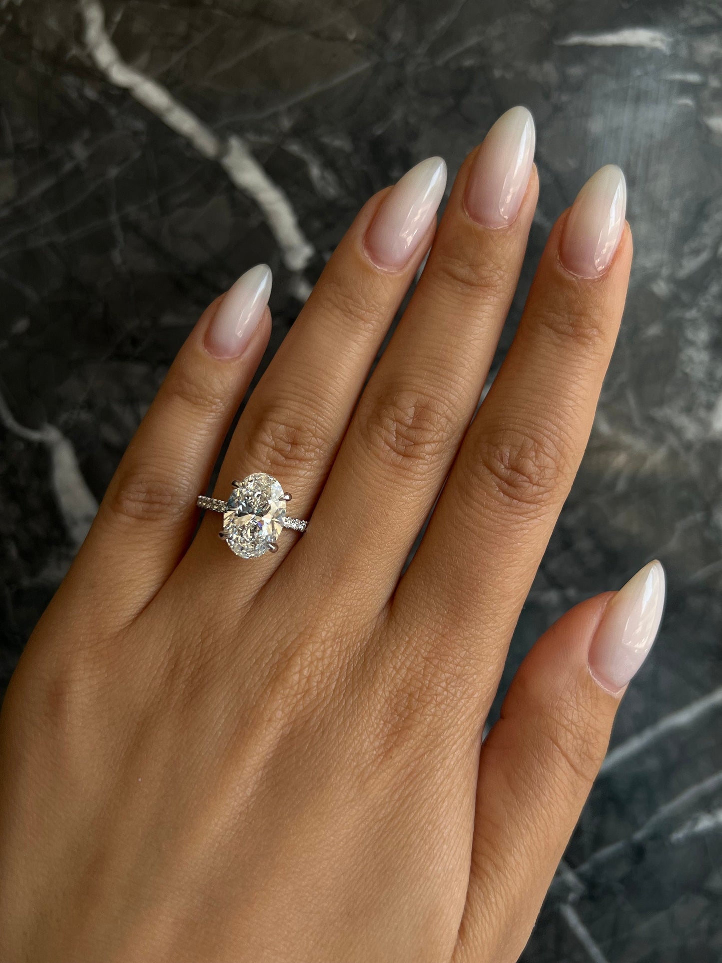 Oval Cut 4.35 carat E Color VS1 Clarity IGI Certified Oval Excellent Cut Lab Grown Diamond Hidden Halo Engagement Ring