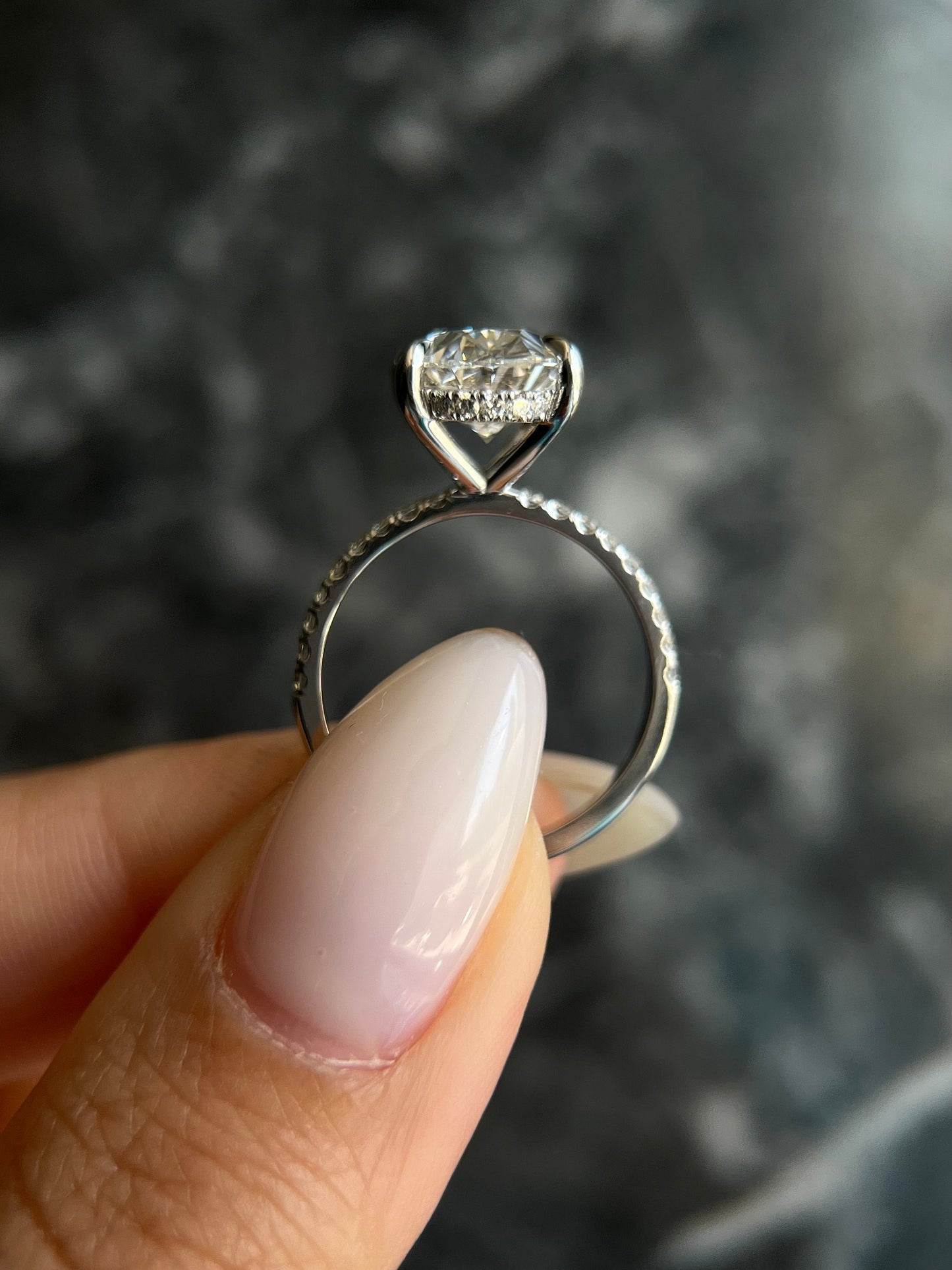Oval Cut 4.35 carat E Color VS1 Clarity IGI Certified Oval Excellent Cut Lab Grown Diamond Hidden Halo Engagement Ring