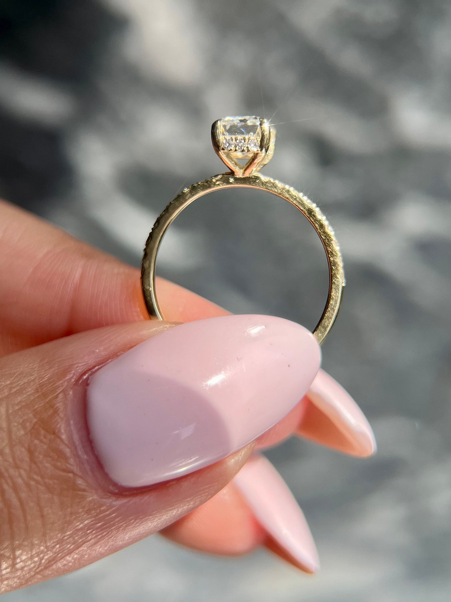 Emerald Cut 1.2 carat IGI Certified D Color VVS2 Clarity Lab Grown Diamond Hidden Halo Engagement Ring, Round Side Diamonds