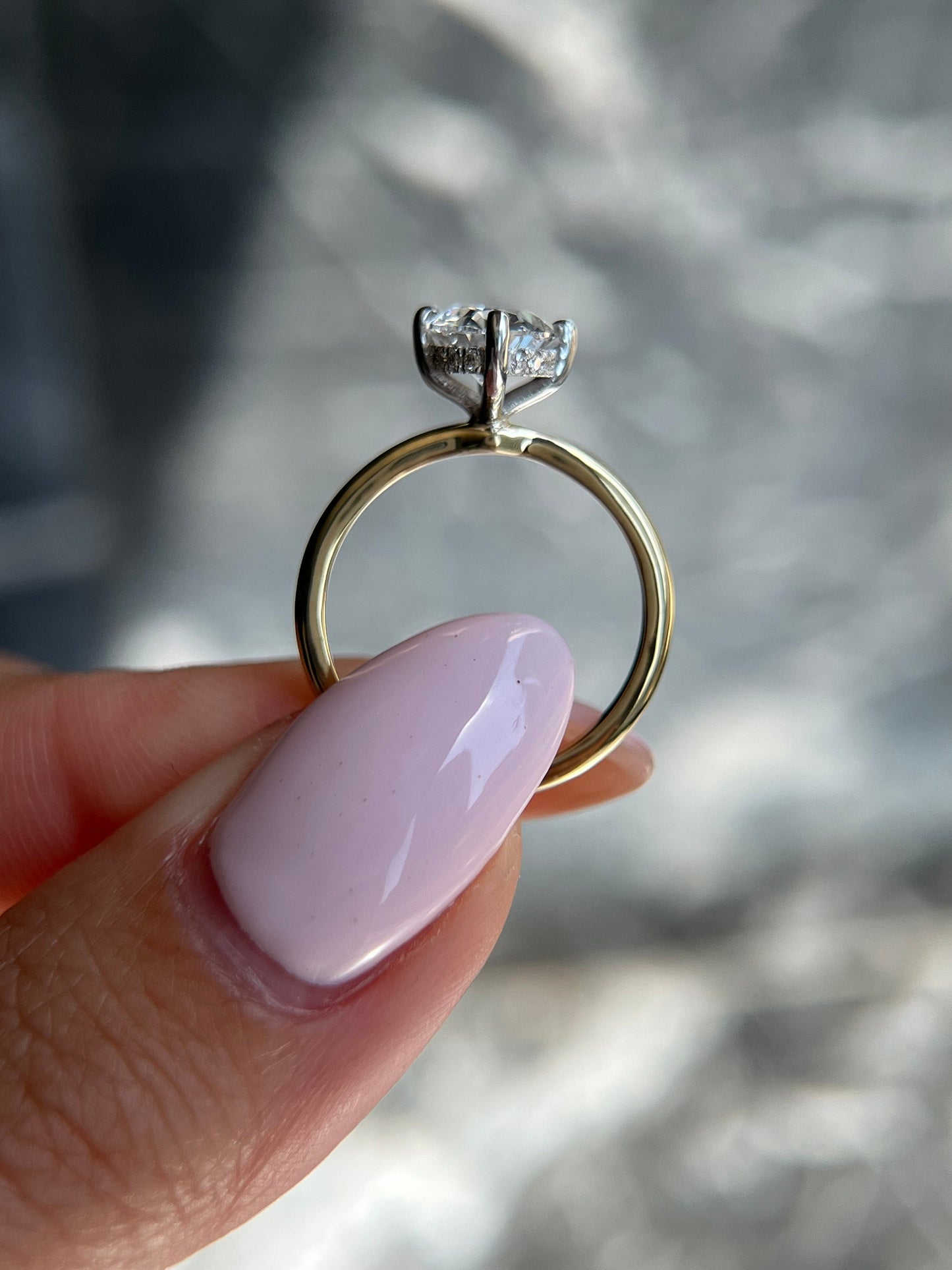 Unique Compass Set Two Tone Oval 2 carat IGI Certified F color VS1 clarity Lab Grown Diamond Solitaire Hidden Halo Engagement Ring