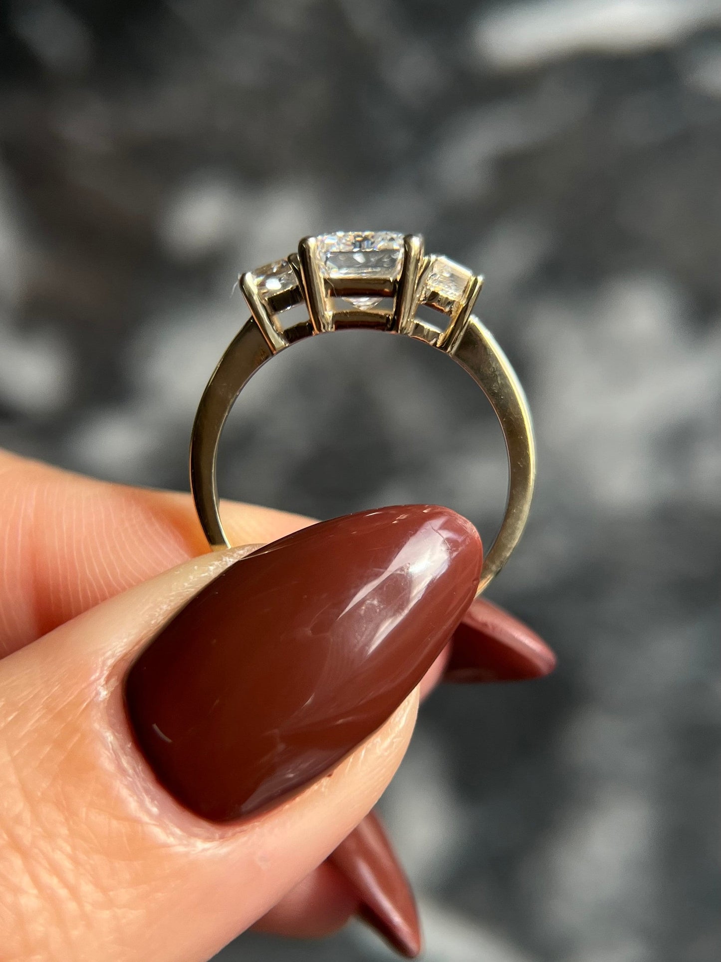 Emerald Cut 2.5 carat IGI Certified E Color VVS2 Clarity Lab Grown Diamond Three Stone Engagement Ring, Side Trapezoids, Handmade Solid Gold