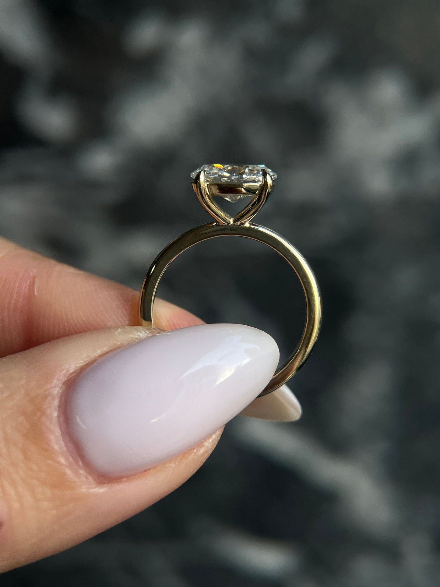 Oval Cut 1.25 Carat E Color VS1 Clarity IGI Certified Lab Grown Diamond Solitaire EAST-WEST Solitaire Engagement Ring Claw Prongs