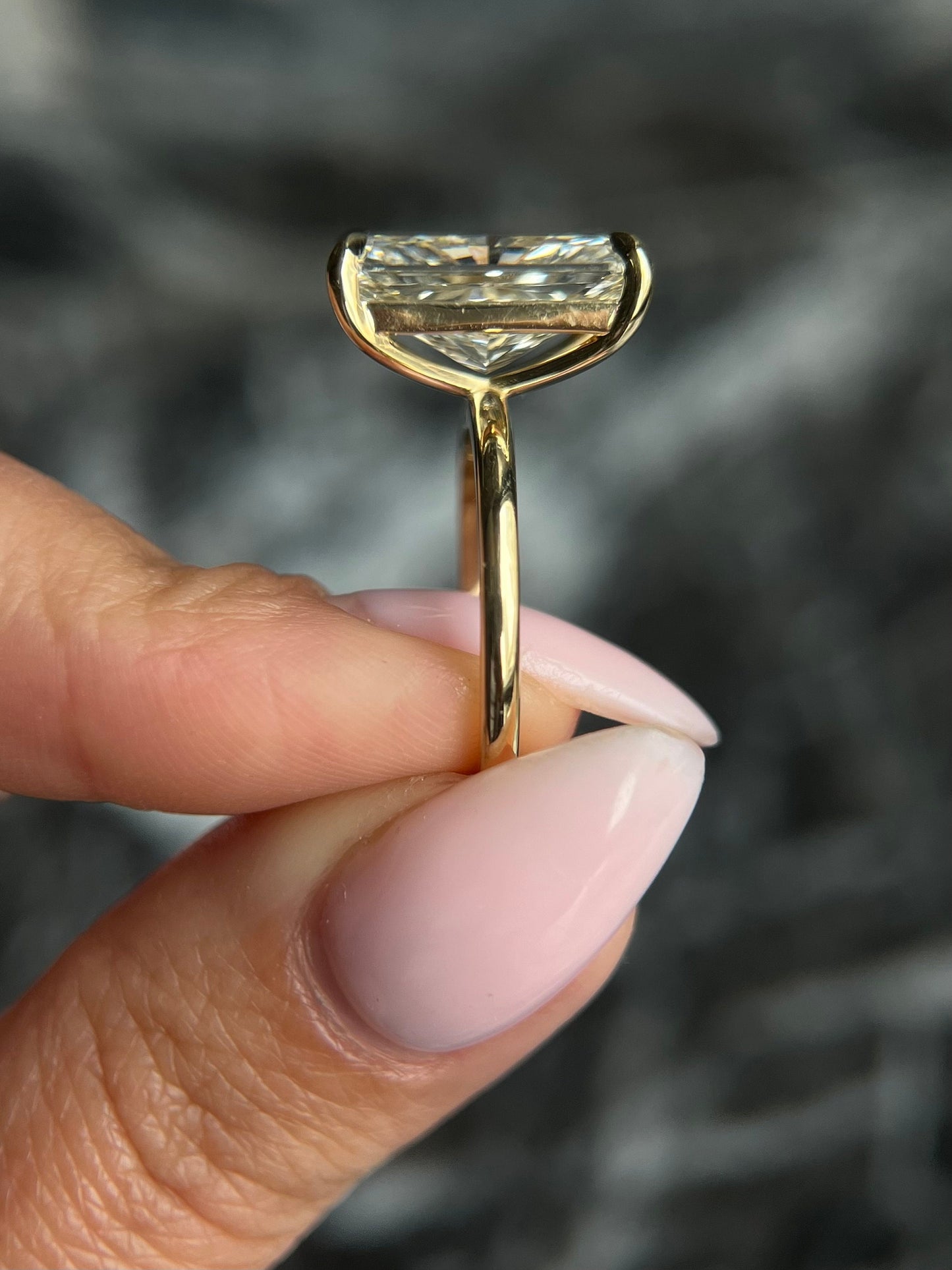 Radiant Cut 6 carat F Color VS1 Clarity IGI Certified Lab Grown Diamond Solitaire Engagement Ring, Handmade of Solid Gold