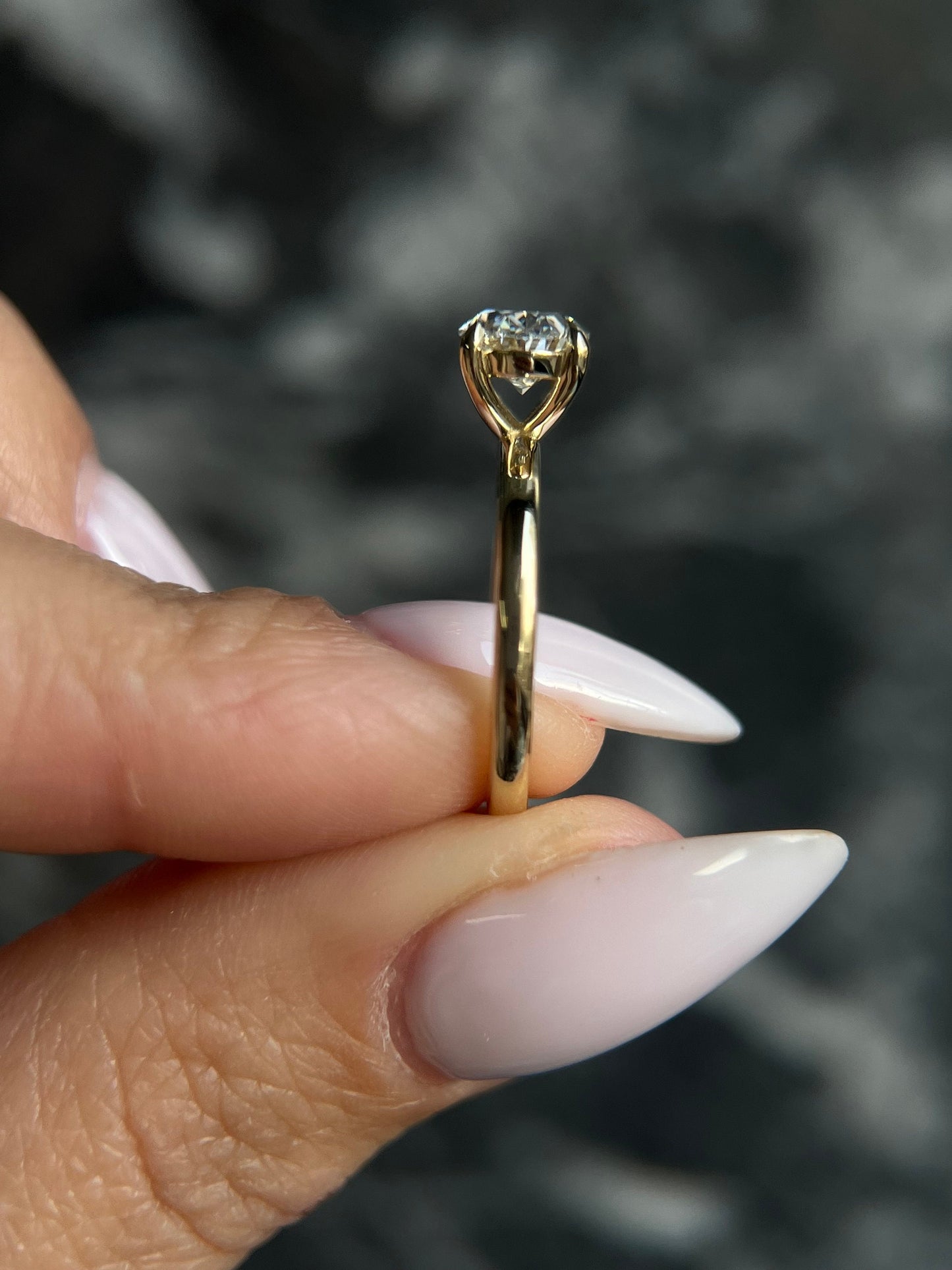 Oval Cut 1.25 Carat E Color VS1 Clarity IGI Certified Lab Grown Diamond Solitaire EAST-WEST Solitaire Engagement Ring Claw Prongs