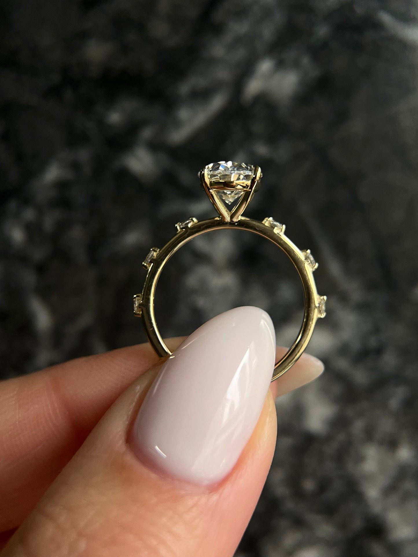 Elongated Oval Dainty 2.1 Carat IGI Certified Lab Grown Diamond Engagement Ring, F Color, VS1 Clarity