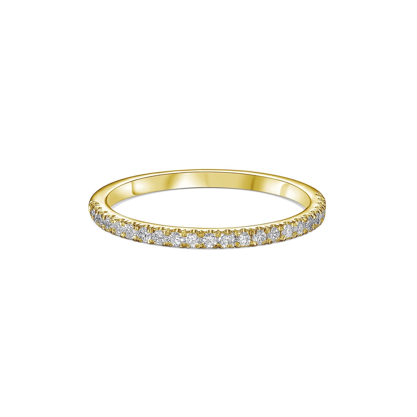Handcrafted 18k Gold Wedding Band and Pave Diamond Eternity Wedding Band