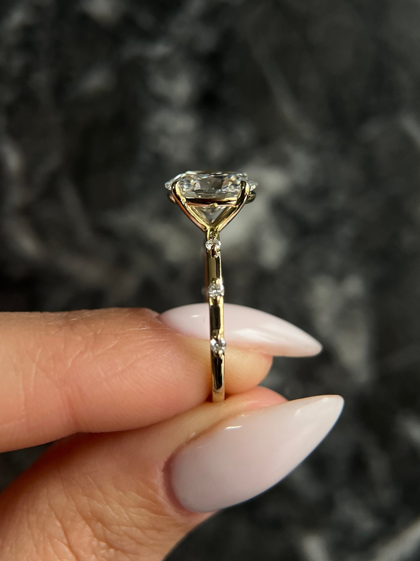 Elongated Oval Dainty 2.1 Carat IGI Certified Lab Grown Diamond Engagement Ring, F Color, VS1 Clarity