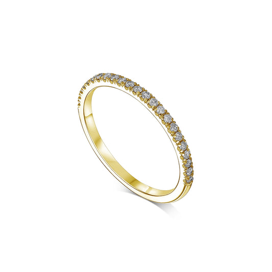 Handcrafted 18k Gold Wedding Band and Pave Diamond Eternity Wedding Band