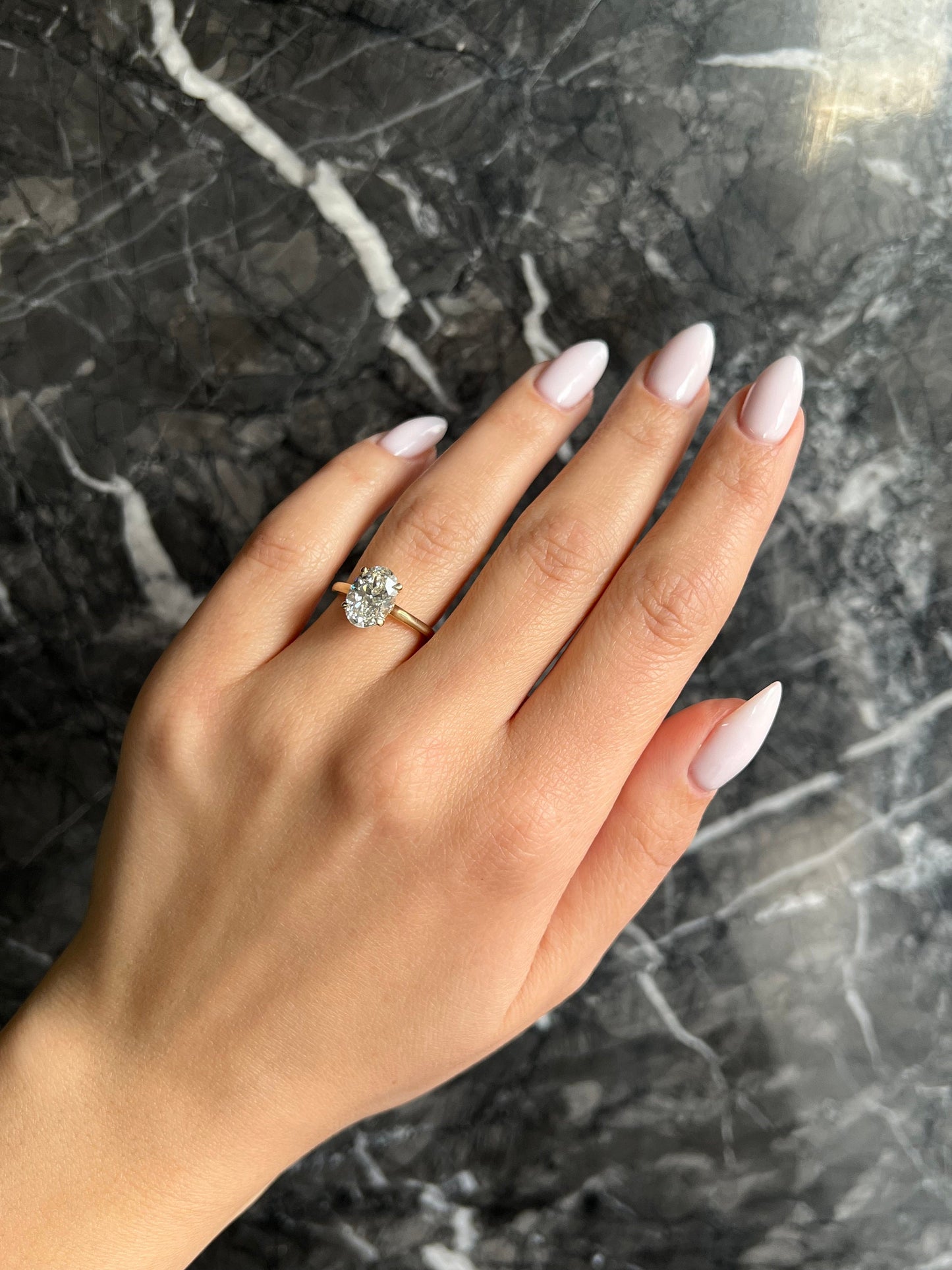 New Cathedral Style Oval Cut 2.1 carat IGI Certified F Color VS1 Clarity Lab Grown Diamond Solitaire Hidden Halo Engagement Ring