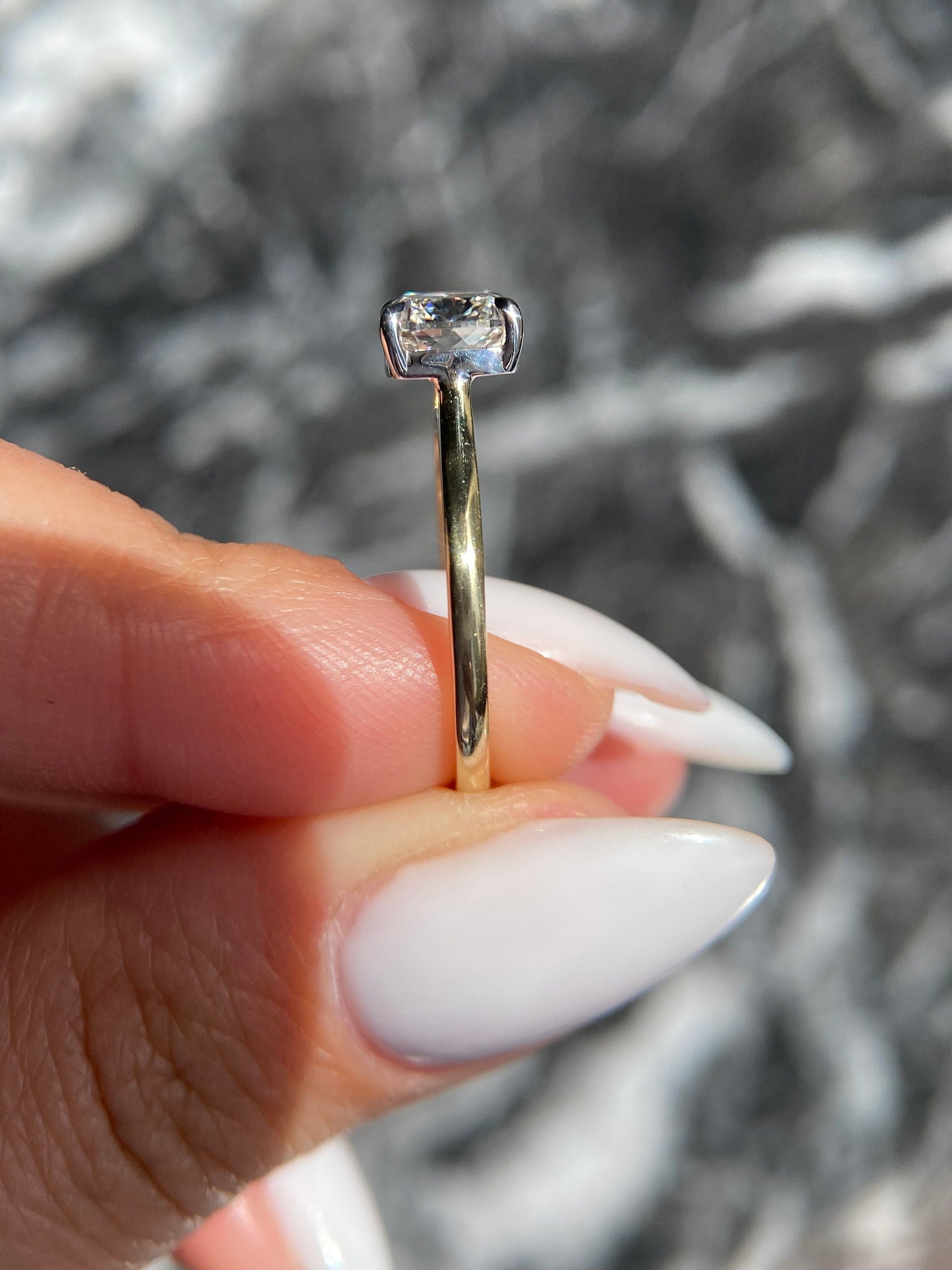 Elongated Cushion Cut 1.5 Carat E Color VVS2 Clarity IGI Certified Lab Grown Diamond East to West Solitaire Engagement Ring 14k Gold