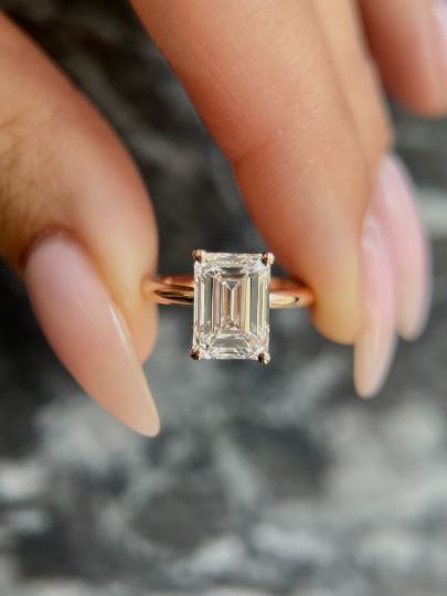 Solitaire Emerald Cut Diamond Engagement Ring