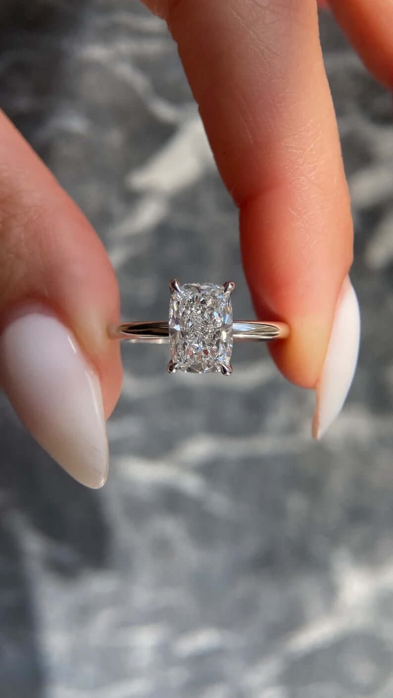 Cushion cut diamond engagement ring