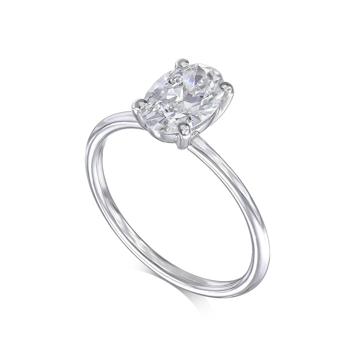 Oval 1 Carat E Color VVS2 Clarity IGI Certified Lab Grown Diamond Solitaire Engagement Ring