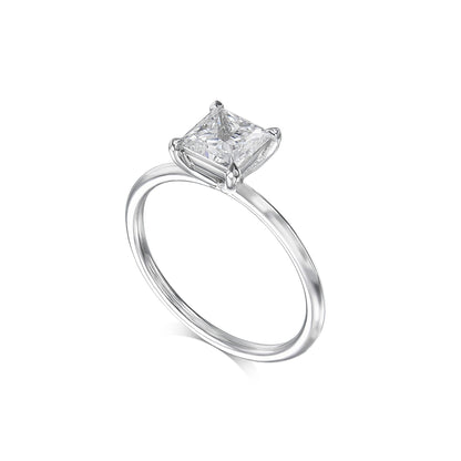 Princess Cut 1 Carat E Color VVS2 Clarity IGI Certified Lab Grown Diamond Solitaire Engagement Ring