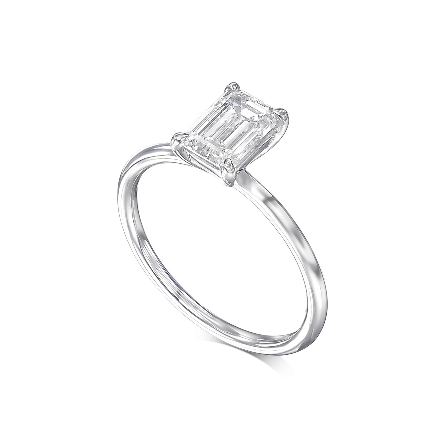 Emerald Cut 1 Carat IGI Certified D Color VVS2 Clarity Lab Grown Diamond Solitaire Engagement Ring