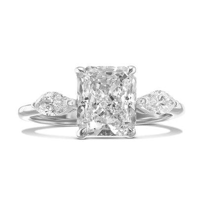 Radiant Cut 2.3 carat F Color VVS2 Clarity IGI Certified Lab Grown Diamond Engagement Ring Three Stone Ring