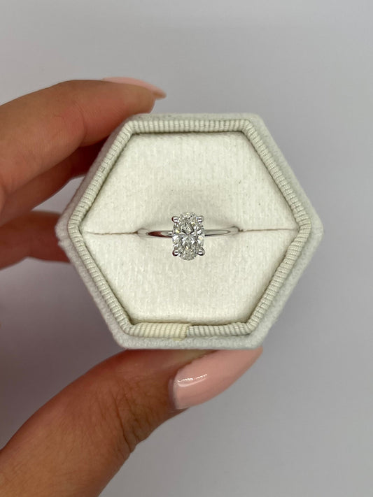 Oval 1 Carat E Color VVS2 Clarity IGI Certified Lab Grown Diamond Solitaire Engagement Ring