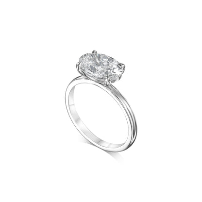 Oval 2.5 carat F Color VS1 Clarity IGI Certified Lab Grown Diamond East-West Solitaire Engagement Ring