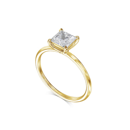 Princess Cut 1 Carat E Color VVS2 Clarity IGI Certified Lab Grown Diamond Solitaire Engagement Ring