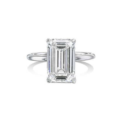 Emerald Cut 4 carat E Color VVS2 Clarity IGI Certified Lab Grown Diamond CVD Solitaire Engagement Ring, Handmade of Solid Gold