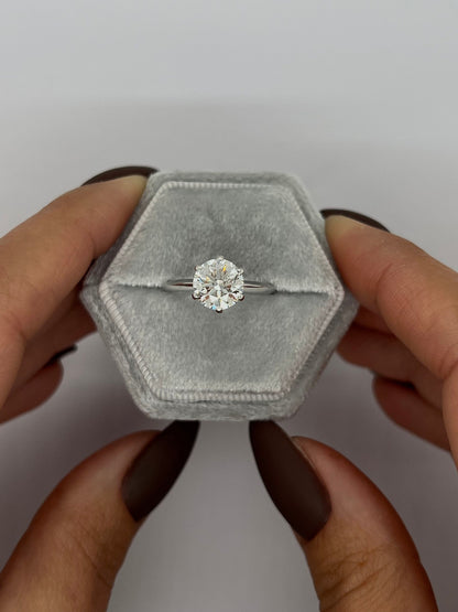 Round Ideal Cut 2 Carat IGI Certified Lab Grown Diamond D Color VVS2 Clarity Solitaire Engagement Ring