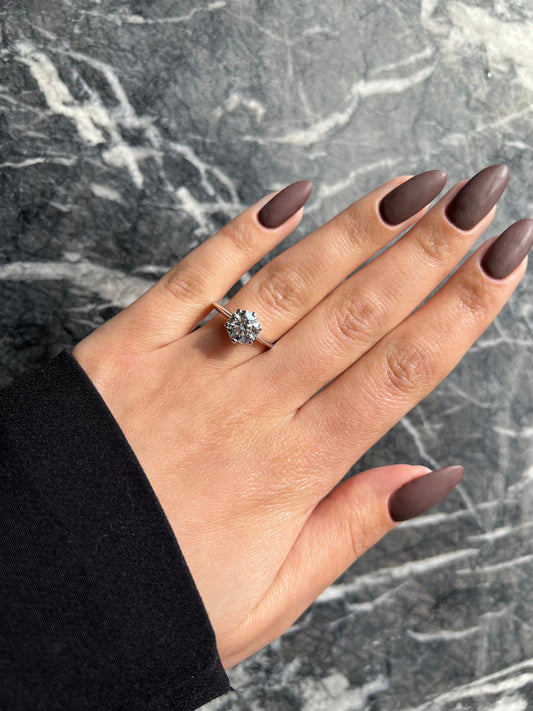 Round 1.5 Carat IGI Certified F Color VVS2 Clarity Ideal Cut Lab Grown Diamond Solitaire Engagement Ring