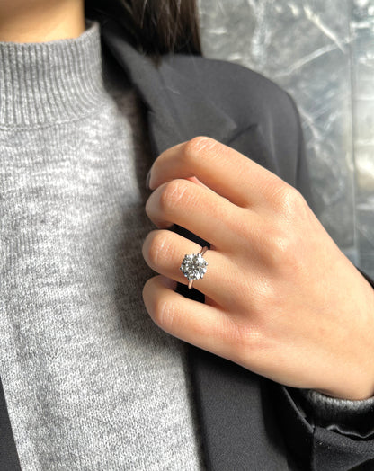 Round Cut 3 Carat IGI Certified F Color VS1 Clarity Lab Grown Excellent Cut Round Brilliant Diamond Solitaire Engagement Ring