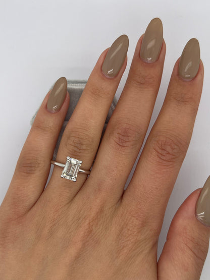 Emerald Cut 1.5 carat F Color VVS2 Clarity IGI Certified Lab Grown Diamond Solitaire Engagement Ring
