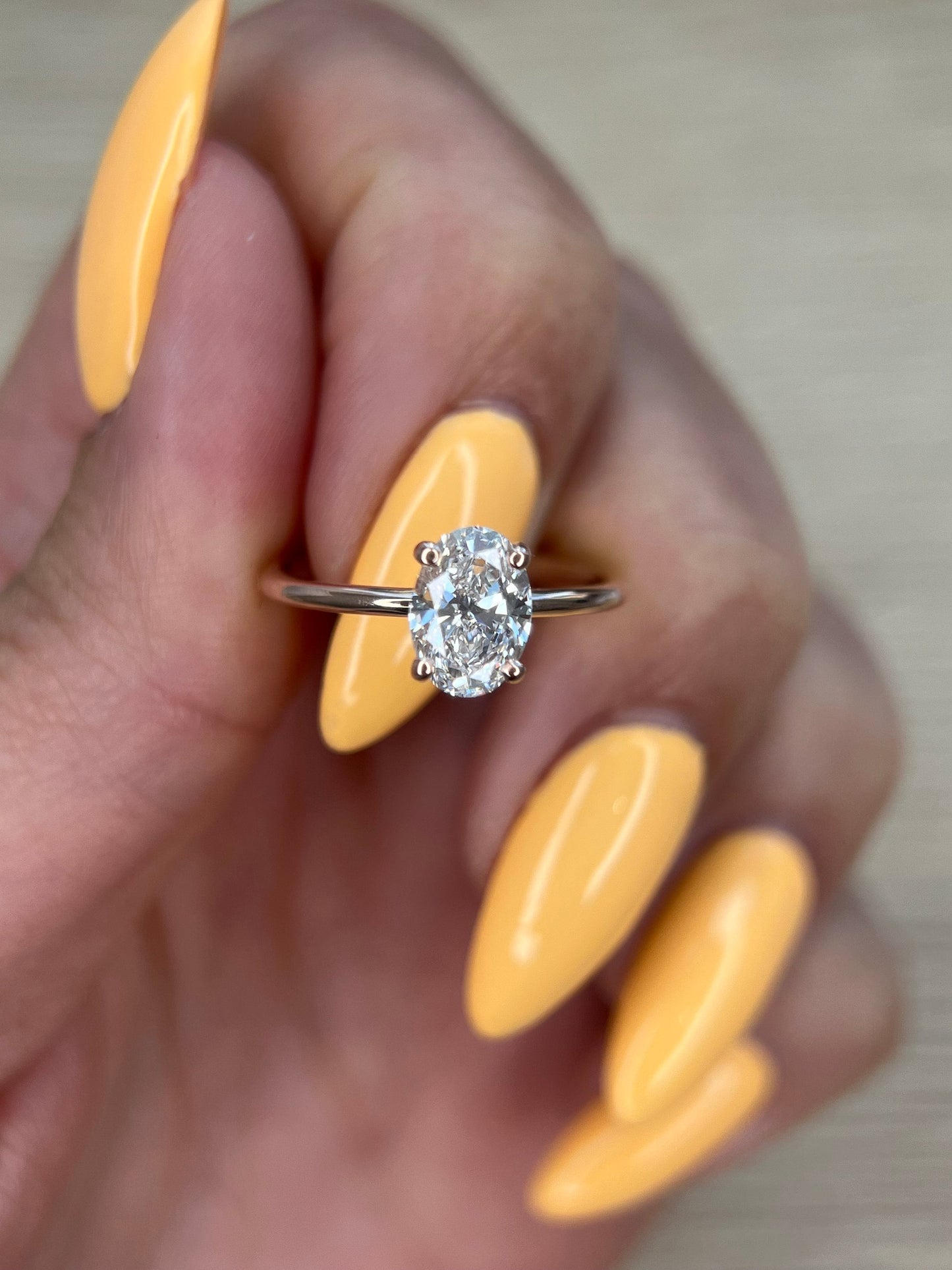 Oval 1 Carat F Color VVS2 Clarity IGI Certified Lab Grown Diamond Solitaire Engagement Ring