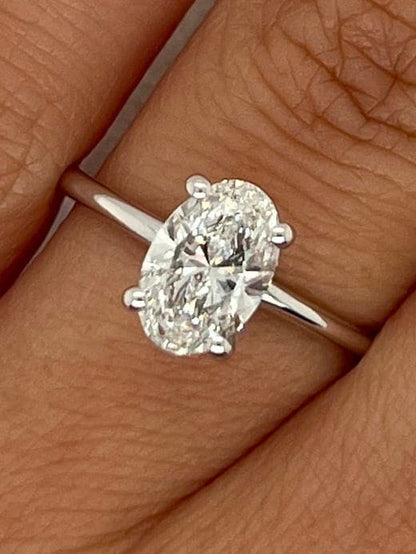 Oval 1 Carat E Color VVS2 Clarity IGI Certified Lab Grown Diamond Solitaire Engagement Ring