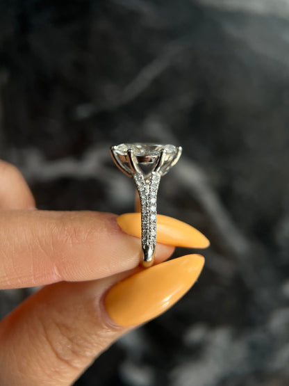 Marquise Cut 2.3 carat IGI Certified F Color VVS2 Clarity Lab Grown Diamond Split Shank Engagement Ring