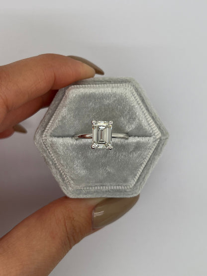 Emerald Cut 1.5 carat F Color VVS2 Clarity IGI Certified Lab Grown Diamond Solitaire Engagement Ring